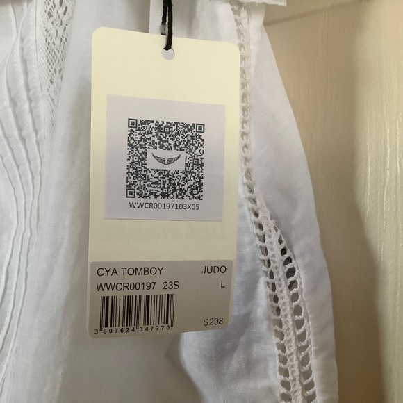 Zadig & Voltaire Cya Ruffled Lace Camisole White SZ L - Picture 13 of 16